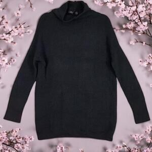 RDI Women’s Medium Black Ribbed Mock Neck Oversized Tunic Sweater NWOT